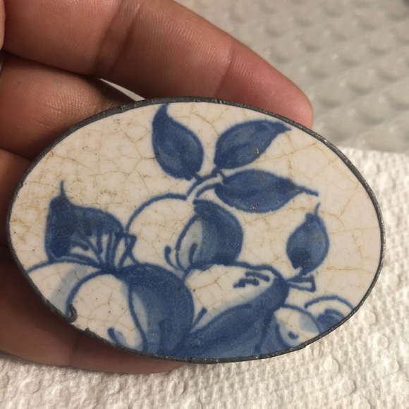 Vintage Blue and Gold Floral Brooch Set - Picture 3 of 12